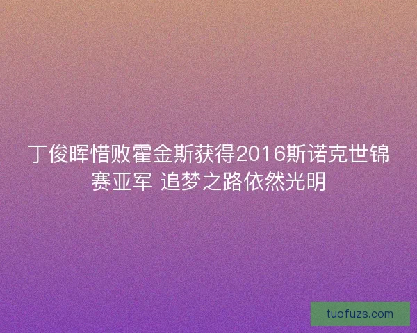 丁俊晖惜败霍金斯获得2016斯诺克世锦赛亚军 追梦之路依然光明