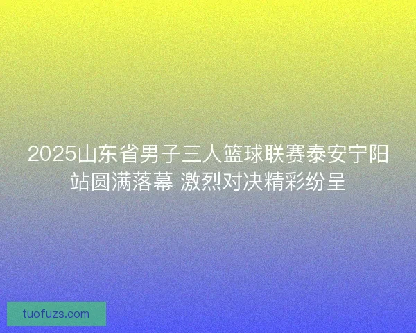 2025山东省男子三人篮球联赛泰安宁阳站圆满落幕 激烈对决精彩纷呈