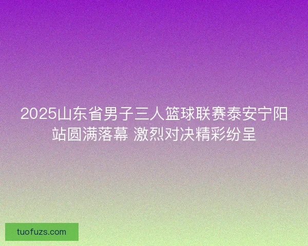 2025山东省男子三人篮球联赛泰安宁阳站圆满落幕 激烈对决精彩纷呈 2025山东省男子三人篮球联赛泰安宁阳站圆满落幕 激烈对决精彩纷呈