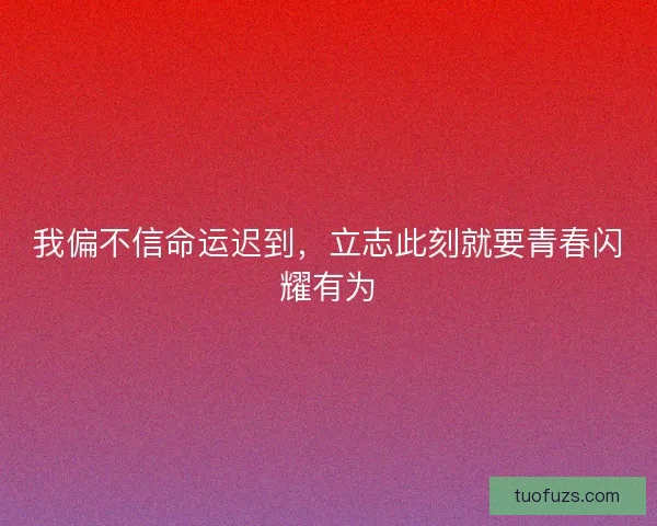 我偏不信命运迟到,立志此刻就要青春闪耀有为 我偏不信命运迟到,立志此刻就要青春闪耀有为
