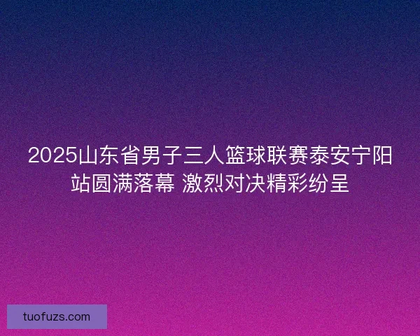 2025山东省男子三人篮球联赛泰安宁阳站圆满落幕 激烈对决精彩纷呈 2025山东省男子三人篮球联赛泰安宁阳站圆满落幕 激烈对决精彩纷呈